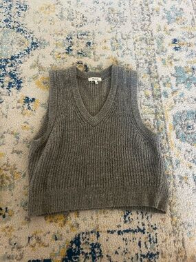 Madewell Wool-Blend Gray V-Neck Sweater Vest